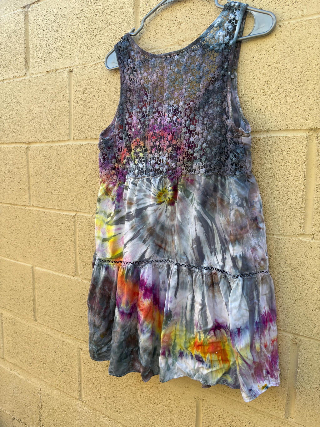 Hand-Dyed Cotton Lace Tank Dress – Upcycled Boho Tunic Dress (M/L) | 2DogsCreative