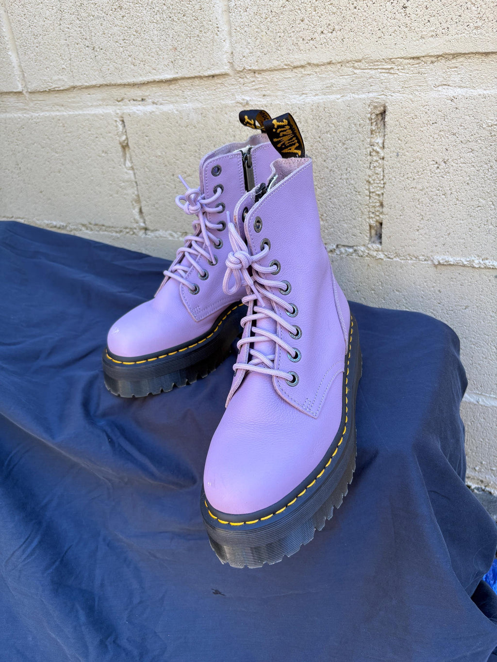 Rare Doc Martens Jadon Platform Boots: Dusty Purple Leather, Women's Size 8