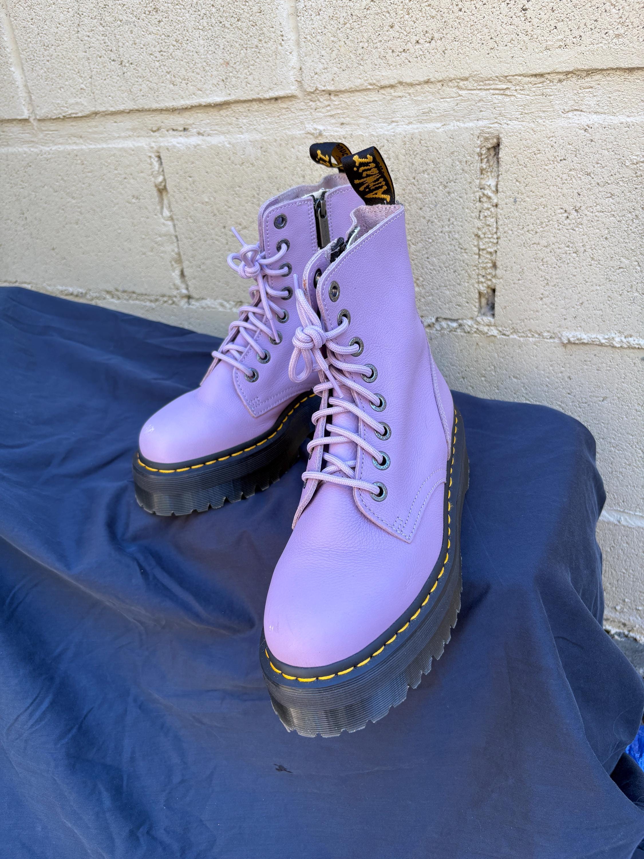 Rare Doc Martens Jadon Platform Boots: Dusty Purple Leather, Women's Size 8