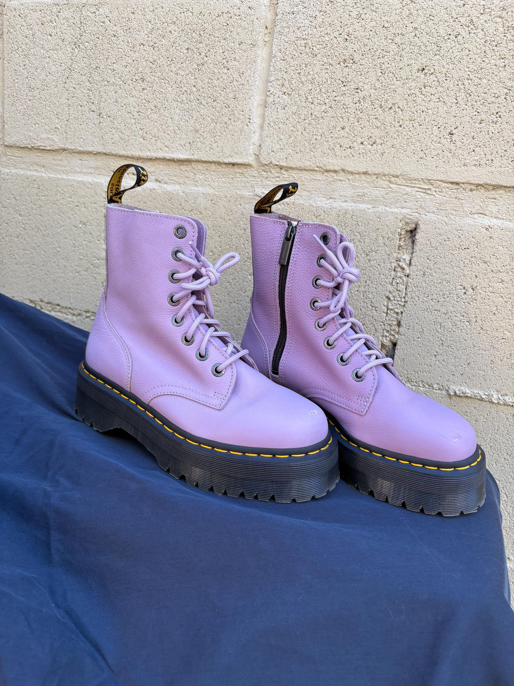 Rare Doc Martens Jadon Platform Boots: Dusty Purple Leather, Women's Size 8
