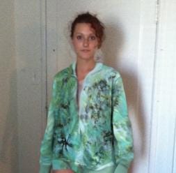 Hand-Dyed Zip-Up Hoodie – XL – Leprechaun Princess | Emerald Green Ice Dye | One-of-One | 2DogsCreative