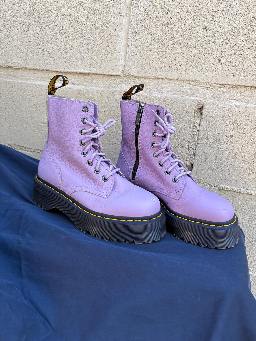 Rare Doc Martens Jadon Platform Boots: Dusty Purple Leather, Women's Size 8