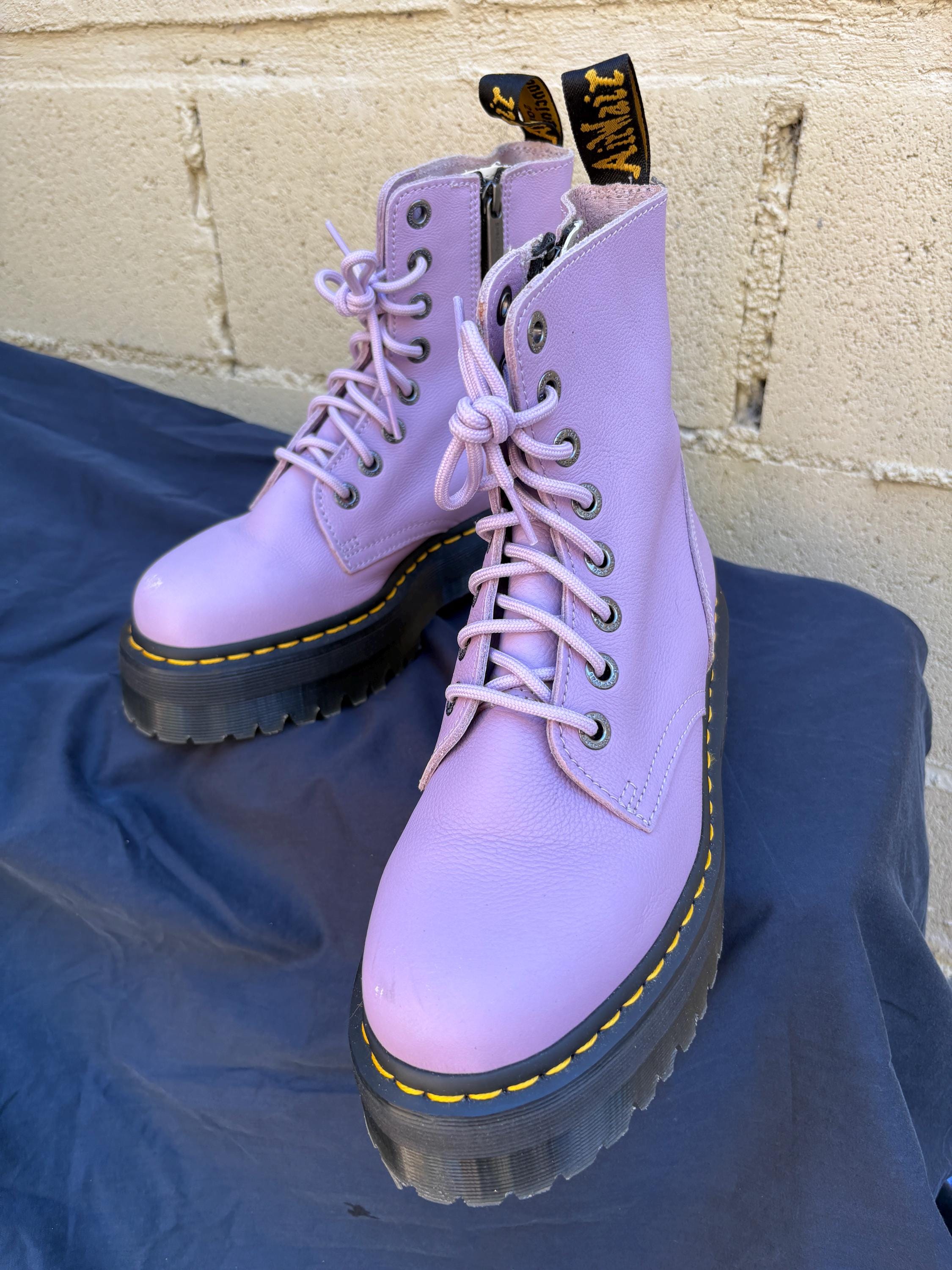 Rare Doc Martens Jadon Platform Boots: Dusty Purple Leather, Women's Size 8